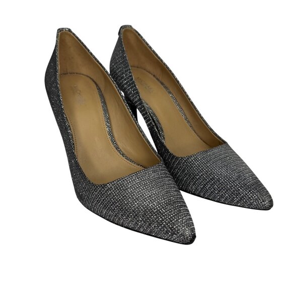 Michael Kors Silver Glitter Pointed-Toe High Heel Pumps‎ Sz 7M Wedding Holiday - Picture 1 of 10